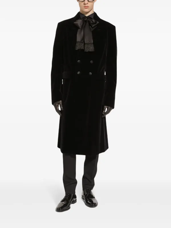 Dolce & Gabbana Velvet double-breasted Coat | Black | FARFETCH