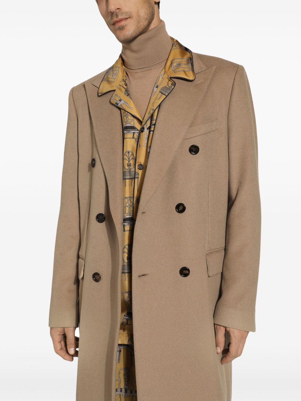 Shop Dolce & Gabbana Double-breasted Cashmere Coat In Brown