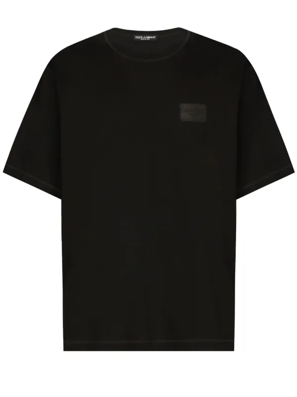 DOLCE & GABBANA お洒落 半袖Tシャツ DGロゴ ブラック コットン T-shirt Dolce & Gabbana Short-sleeved Cotton T-shirt With Dg