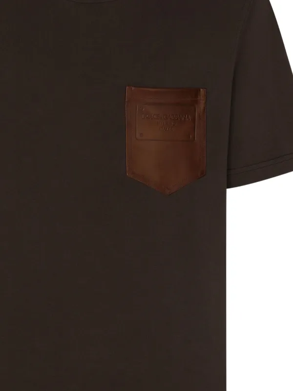 Dolce & Gabbana logo-stamp Cotton T-shirt | Brown | FARFETCH