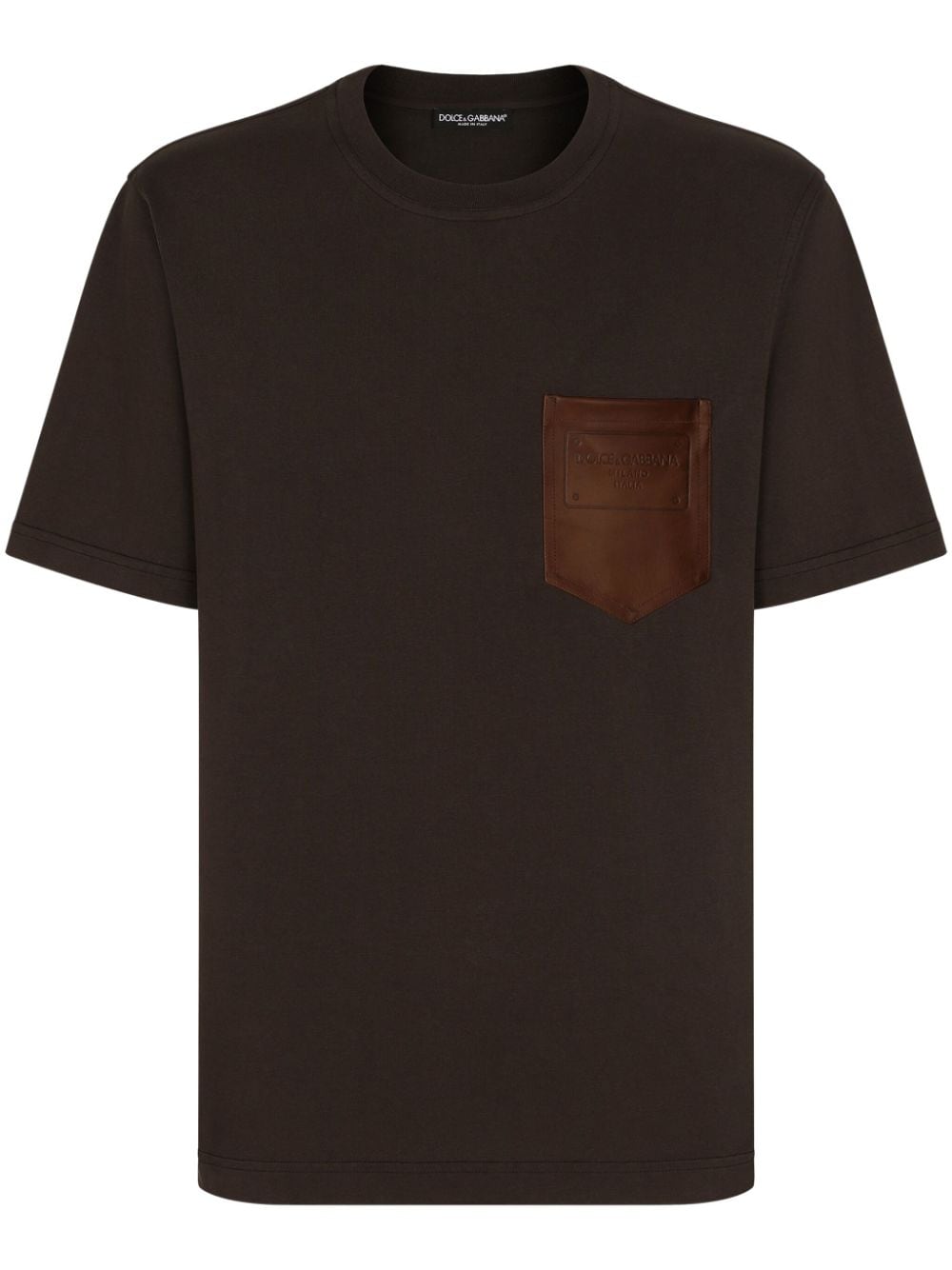 Dolce & Gabbana Logo-stamp Cotton T-shirt In Brown