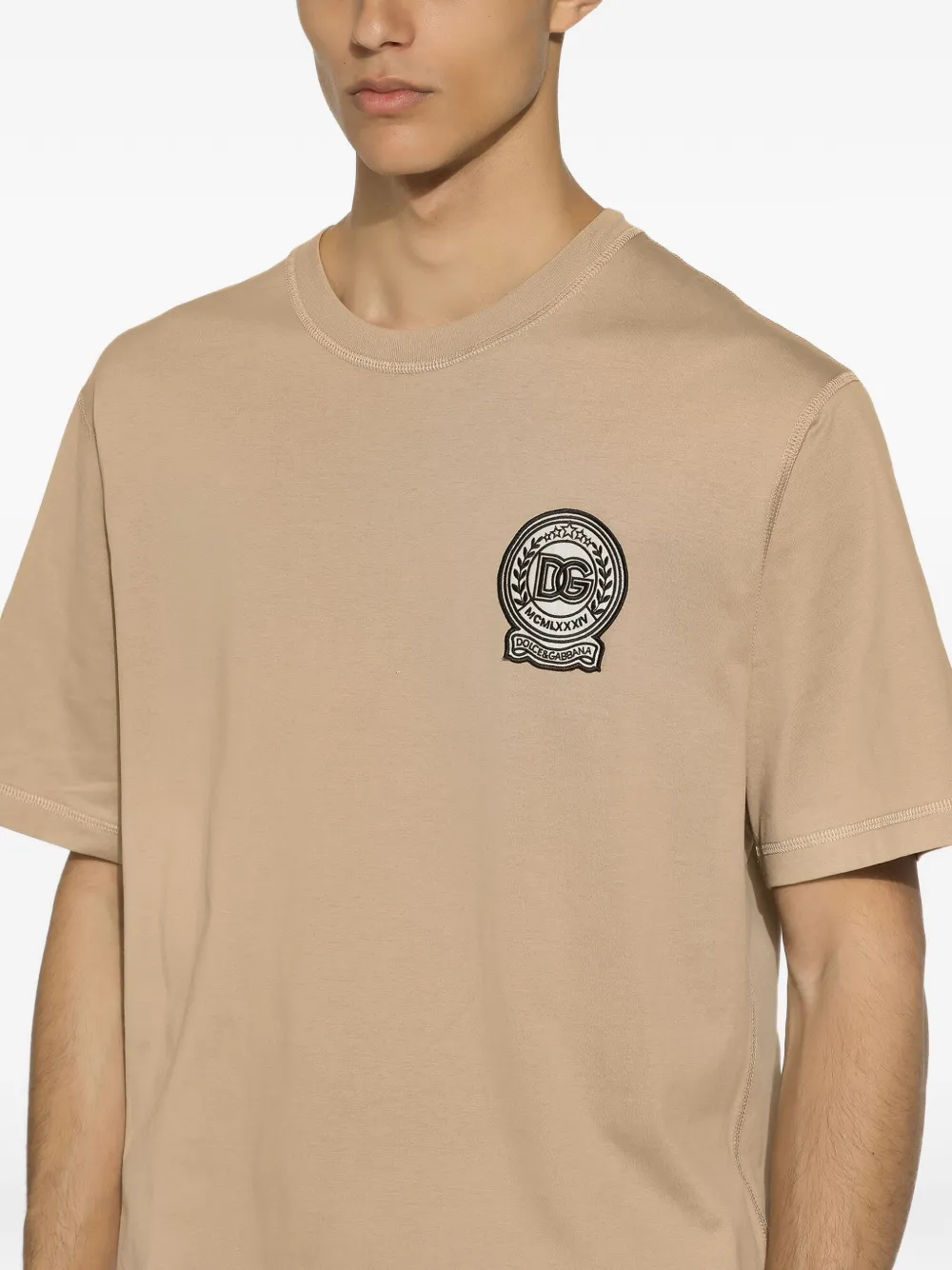 Dolce & Gabbana Katoenen T-shirt met borduurwerk Beige