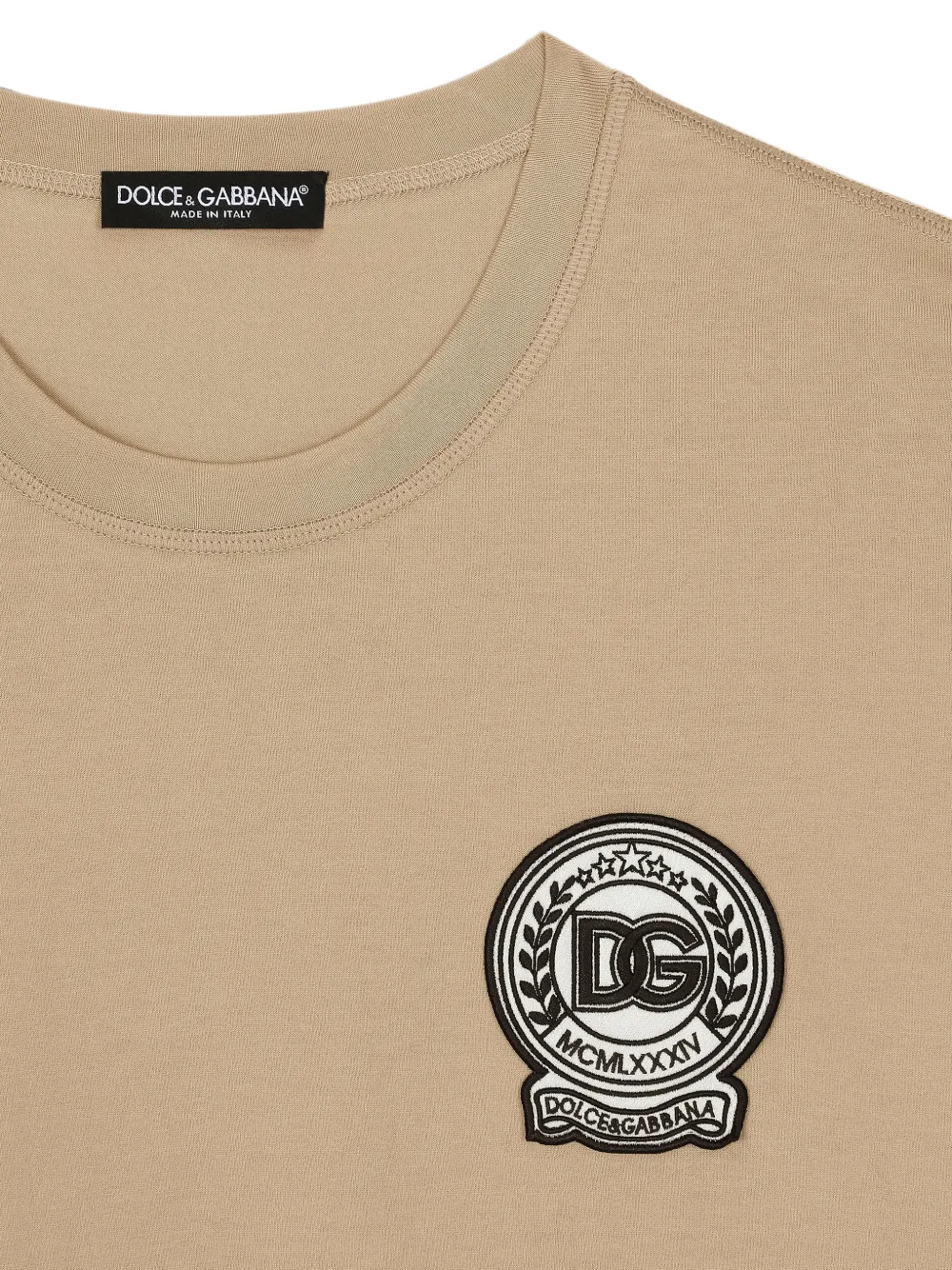 Dolce & Gabbana Katoenen T-shirt met borduurwerk Beige