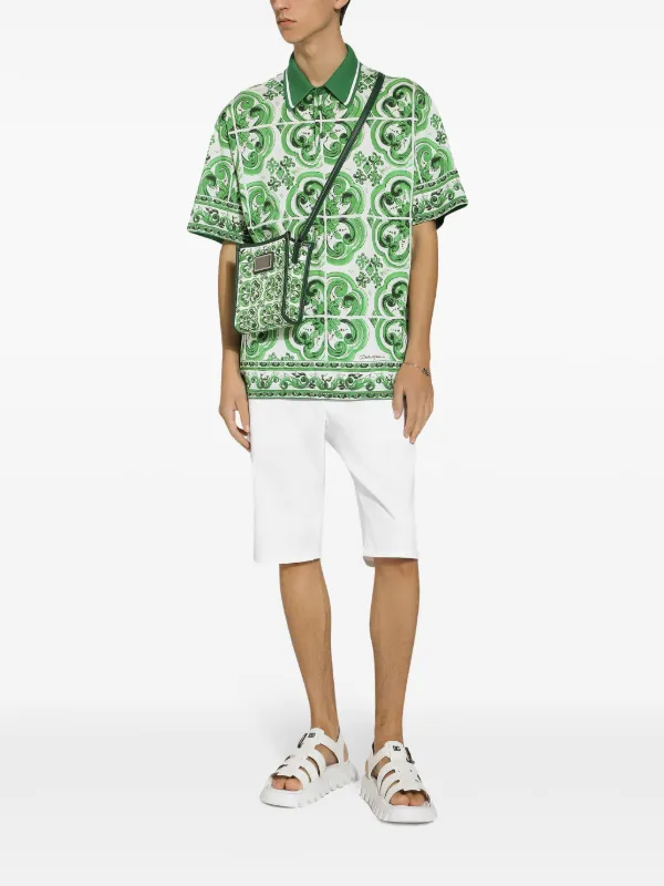 Dolce & Gabbana Camisa Polo Com Estampa Majolica | Verde | FARFETCH BR