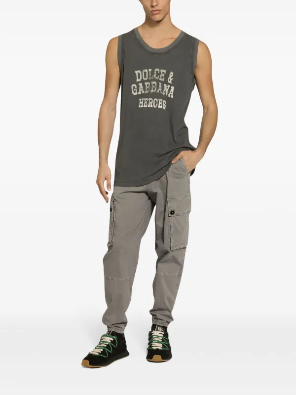Tシャツ・カットソー DOLCE & GABBANA Grey Stretch Satin Tank Top Dolce & Gabbana logo-print Tank Top | Grey | FARFETCH