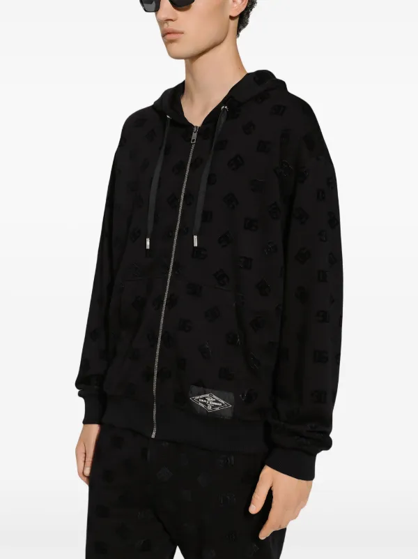 Dolce & Gabbana All-over-debossed Logo Hoodie | Black | FARFETCH