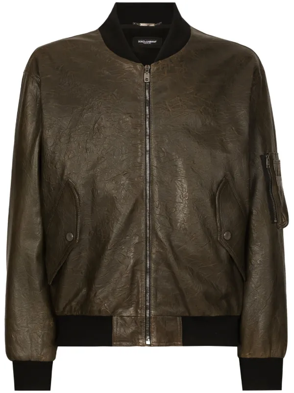 Dolce Gabbana Leather Jacket Green FARFETCH RS