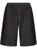 Dolce & Gabbana logo-plaque denim track shorts - Black