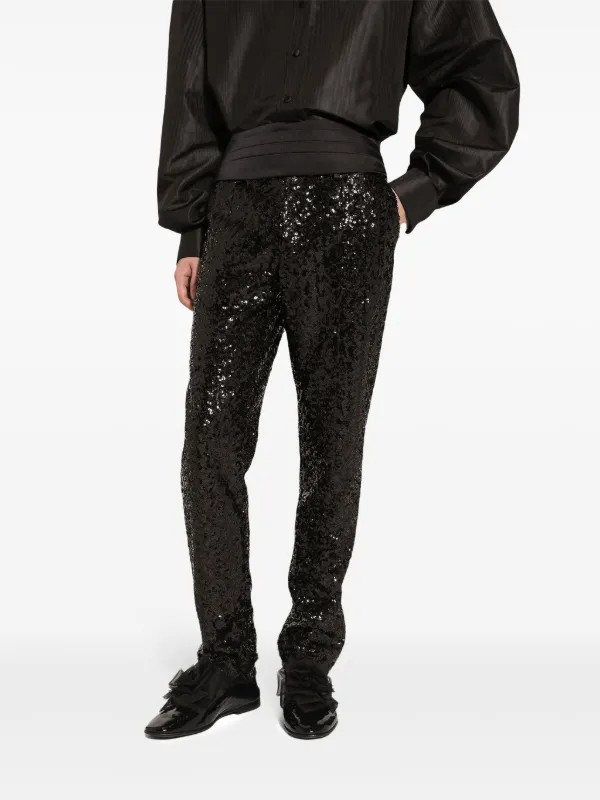 Dolce \u0026 Gabbana sequin-embellished Trousers | Black | FARFETCH SG
