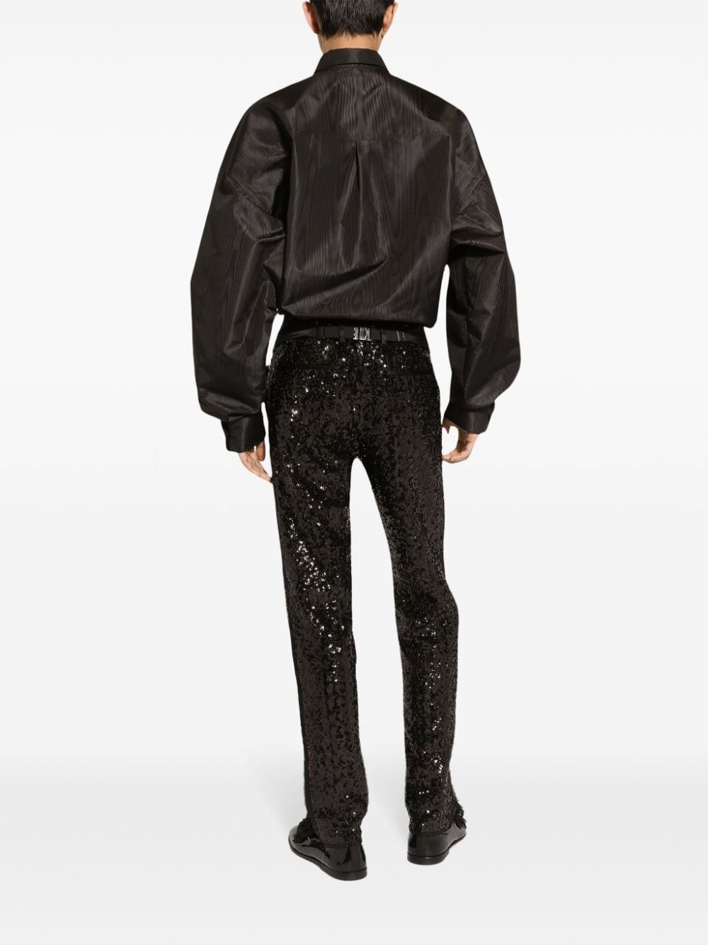 Shop Dolce & Gabbana Sequin-embellished Trousers In Black