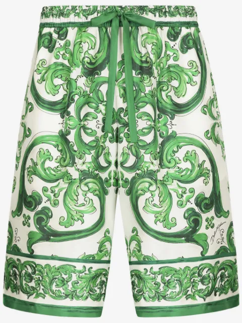 Dolce & Gabbana Majolica-print silk shorts