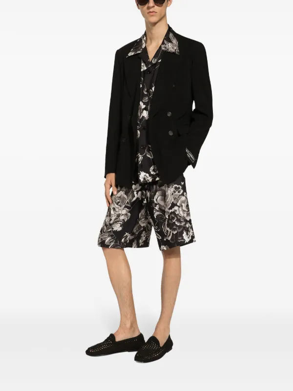 Dolce & Gabbana フローラル シルクショートパンツ | ブラック