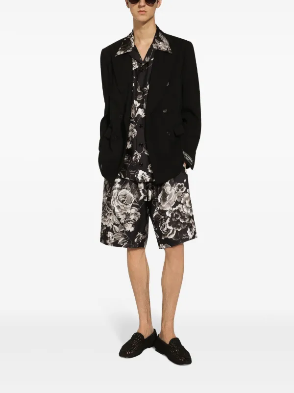 Dolce & Gabbana フローラル シルクショートパンツ | ブラック