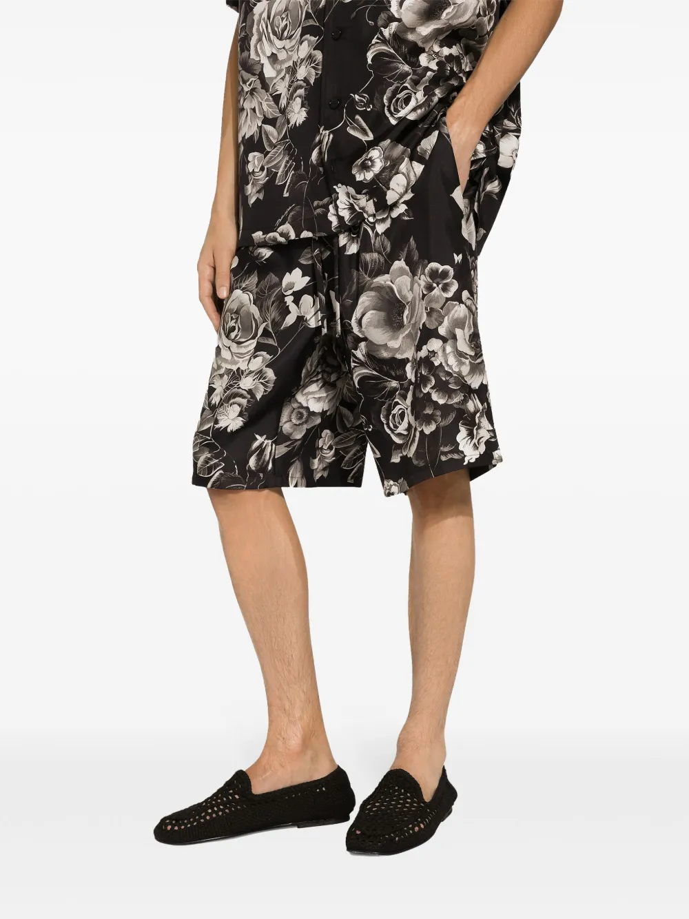 Dolce & Gabbana Zijden shorts met bloemenprint Zwart