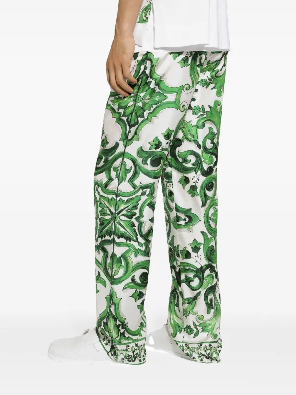 【DOLCE&GABBANA】マジョリカシルクツイルパラッツォパンツ Majolica silk straight pants in yellow - Dolce Gabbana