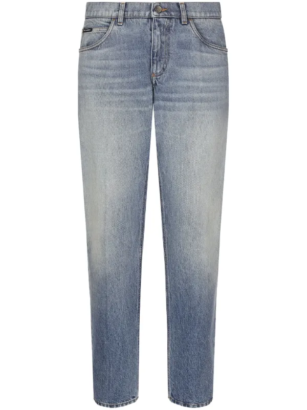 Dolce & Gabbana Straight-leg Stonewashed Jeans in Blue