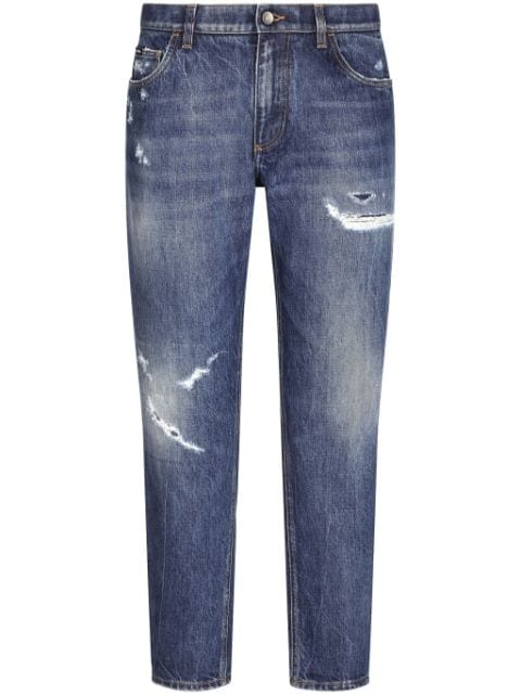 Dolce & Gabbana ripped straight-leg jeans