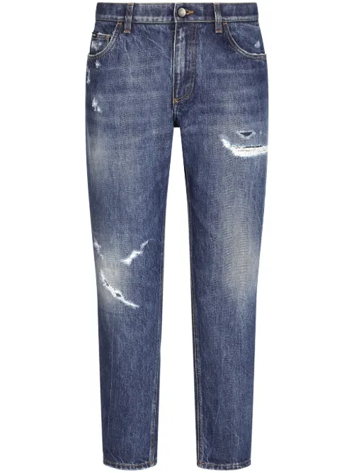 Jean droit à effet usé - Dolce & Gabbana - Modalova