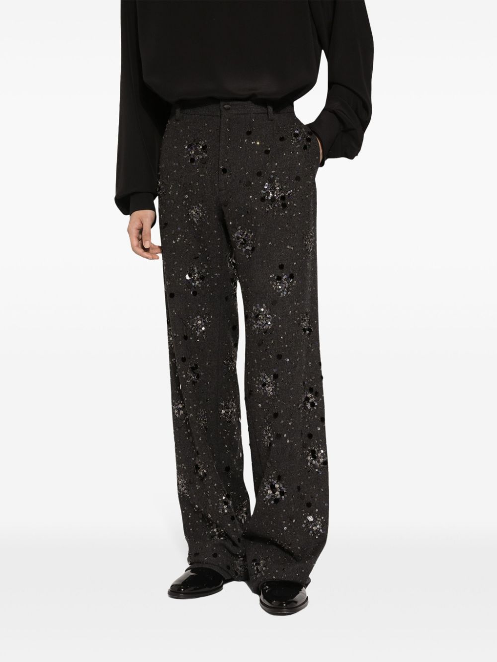 Shop Dolce & Gabbana Sequin-embellishment Trousers In Schwarz