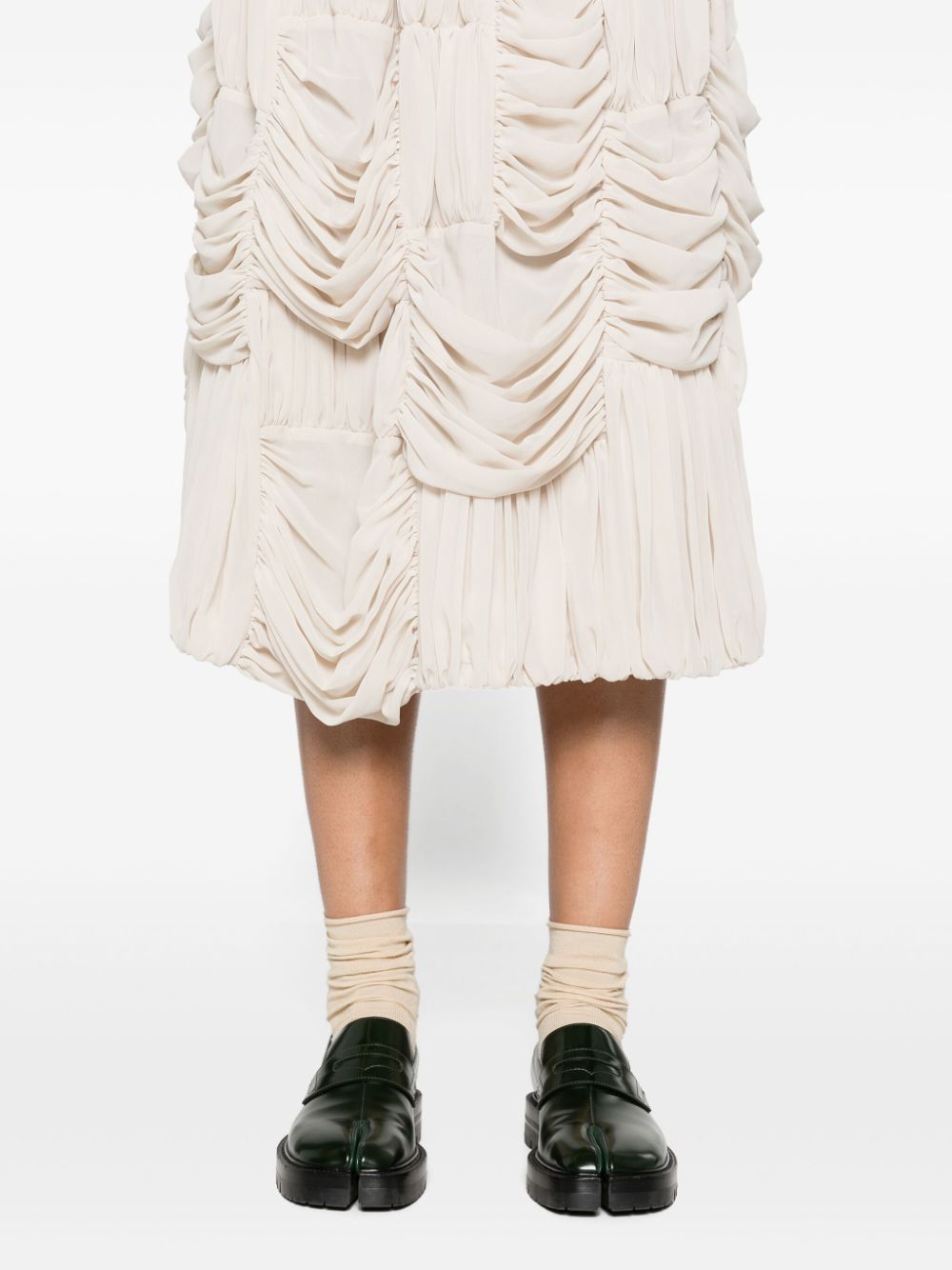 Shop Comme Des Garçons Comme Des Garçons A-line Ruched Midi Dress In Neutrals