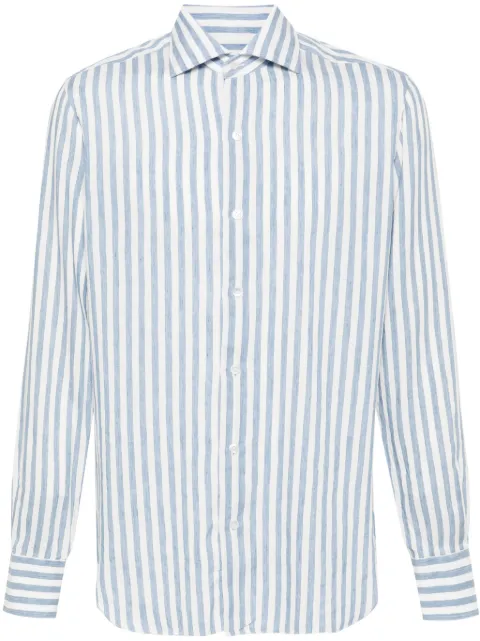 Barba spread-collar striped shirt