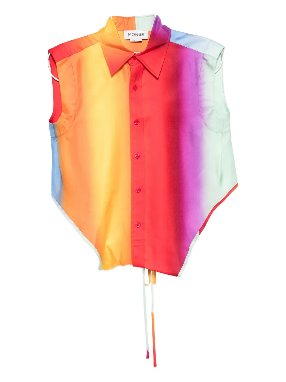 Monse Rainbow Blur Sleeveless Wrap Shirt In Multi