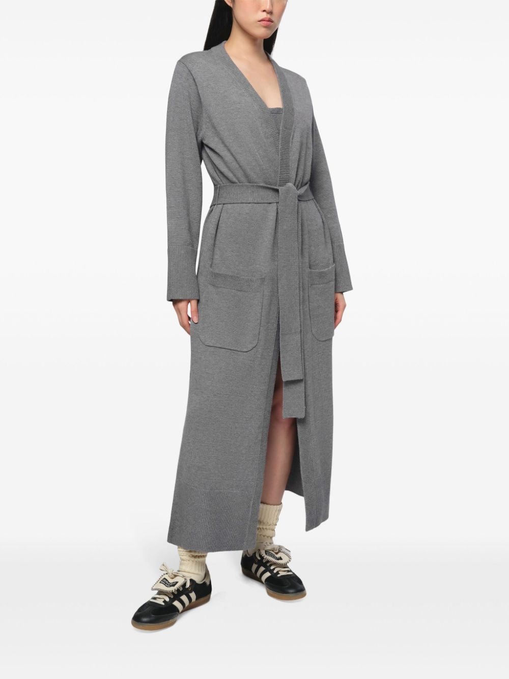 Shop Apparis Mélange-effect Belted Cardi-coat In 灰色