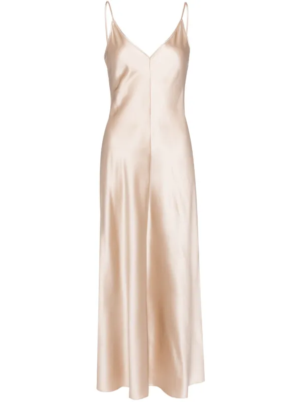 open lace back dress Vintage Plunging Silk Bias Cut Slip Dress - S/M