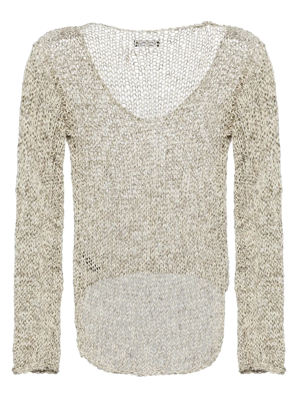 Shop Voz Marl-knit High-low Top In Neutrals