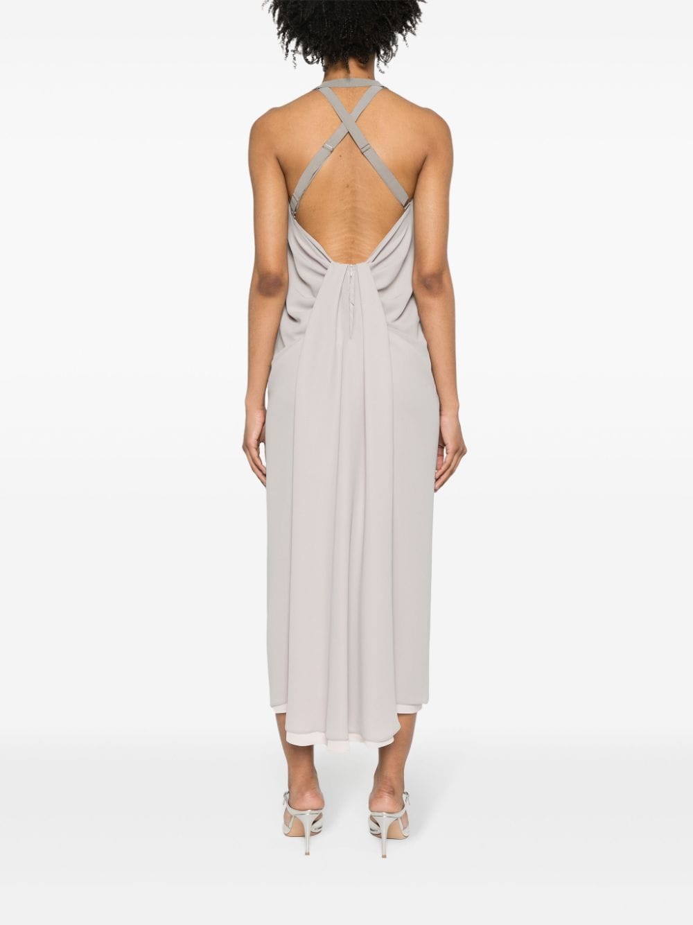 Shop Blanca Vita Acmea Draped-detail Dress In Grey