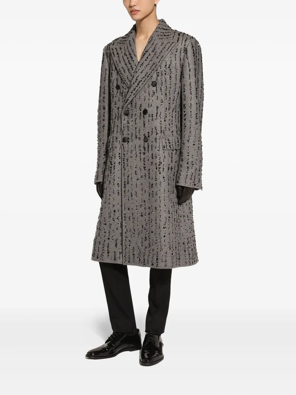 Dolce & Gabbana Verfraaide jas met dubbele rij knopen Grijs