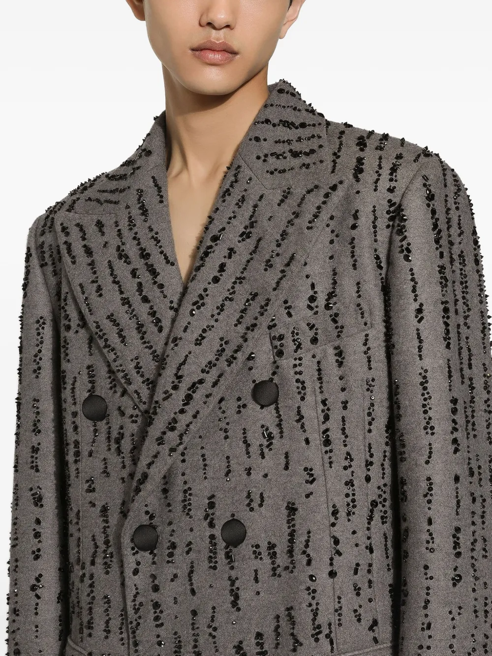 Dolce & Gabbana Verfraaide jas met dubbele rij knopen Grijs
