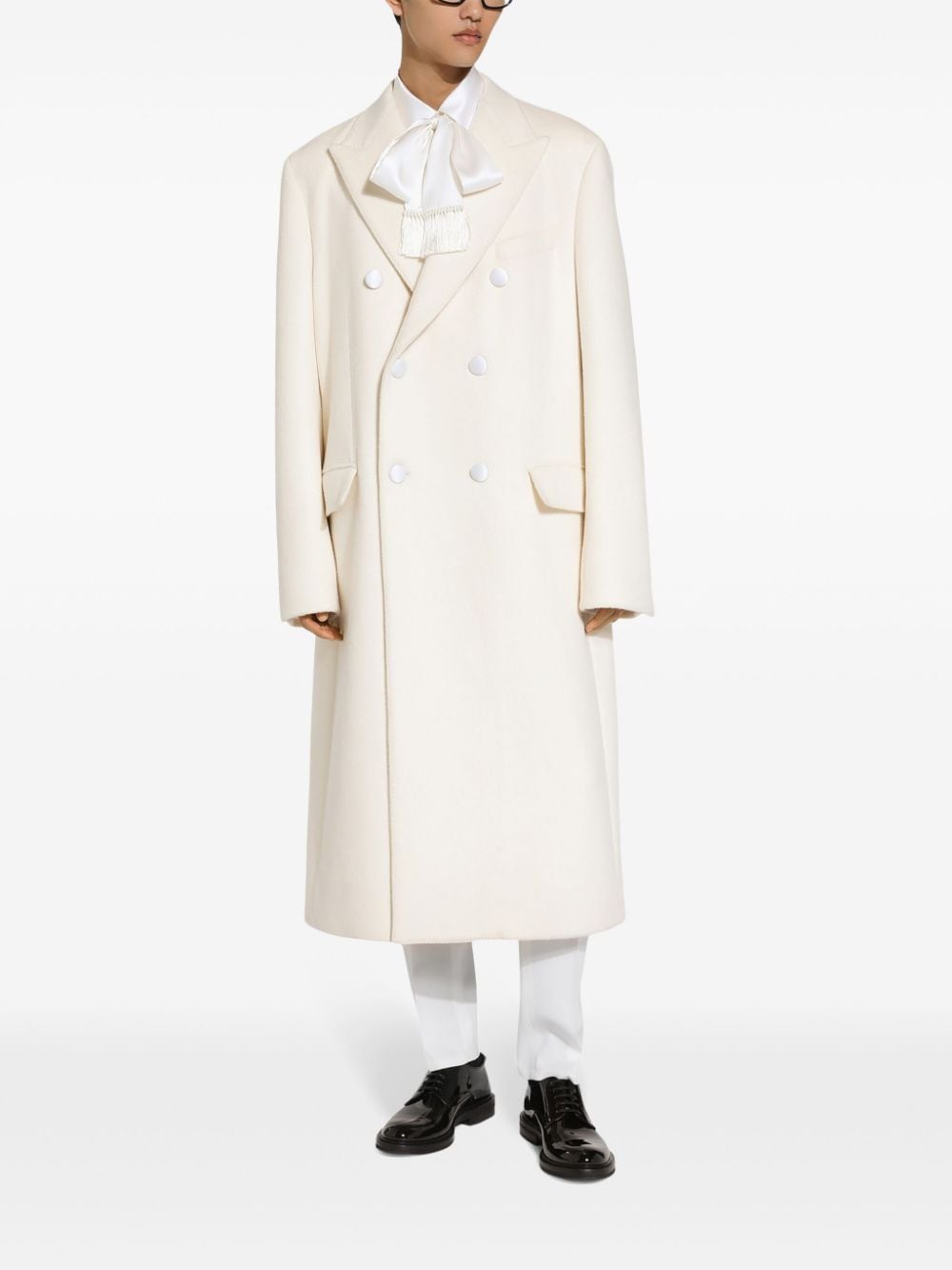 Shop Dolce & Gabbana Double-breasted Coat In Nude