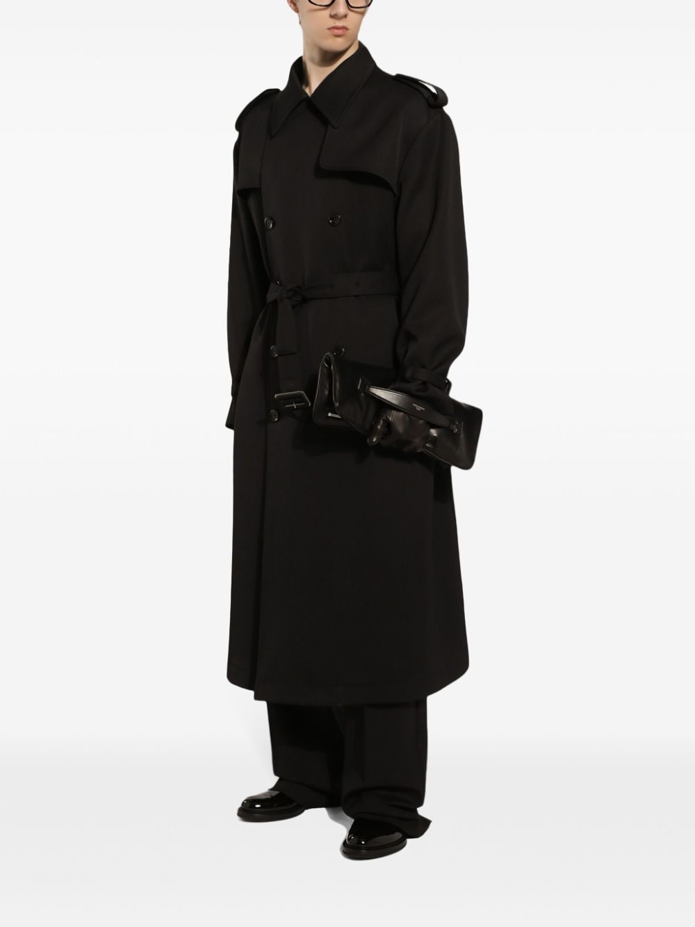 Shop Dolce & Gabbana Double-breasted Trench Coat In Schwarz