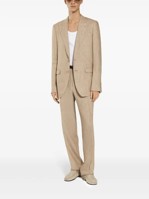Dolce & Gabbana single-breasted Linen Blazer | Neutrals | FARFETCH