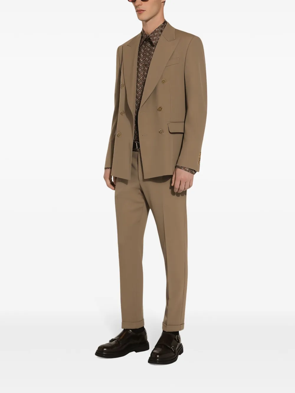 Dolce & Gabbana Jack met dubbele rij knopen en puntige revers Bruin