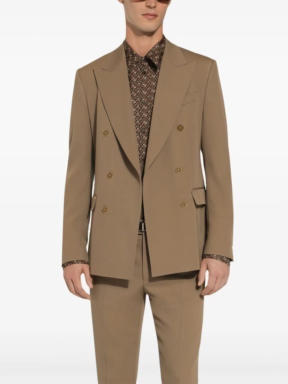 Dolce & Gabbana Jack met dubbele rij knopen en puntige revers Bruin