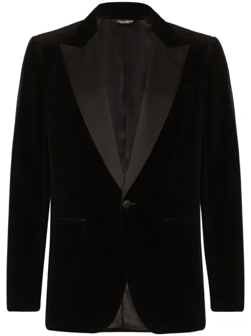 Blazer en velours à simple boutonnage - Dolce & Gabbana - Modalova