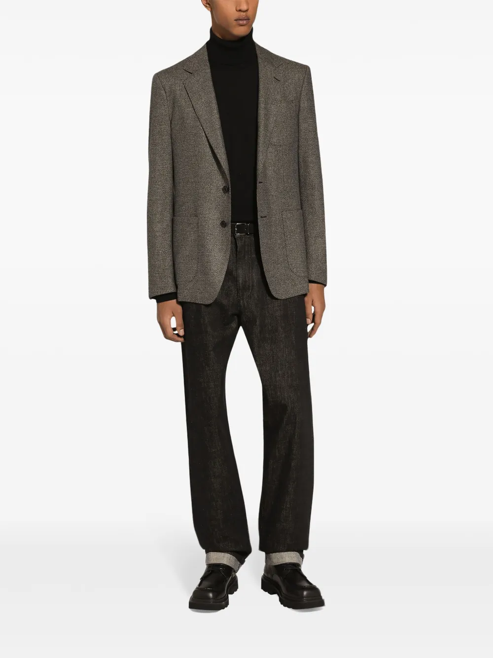 Dolce & Gabbana Jack met enkele rij knopen en gekerfde revers Grijs
