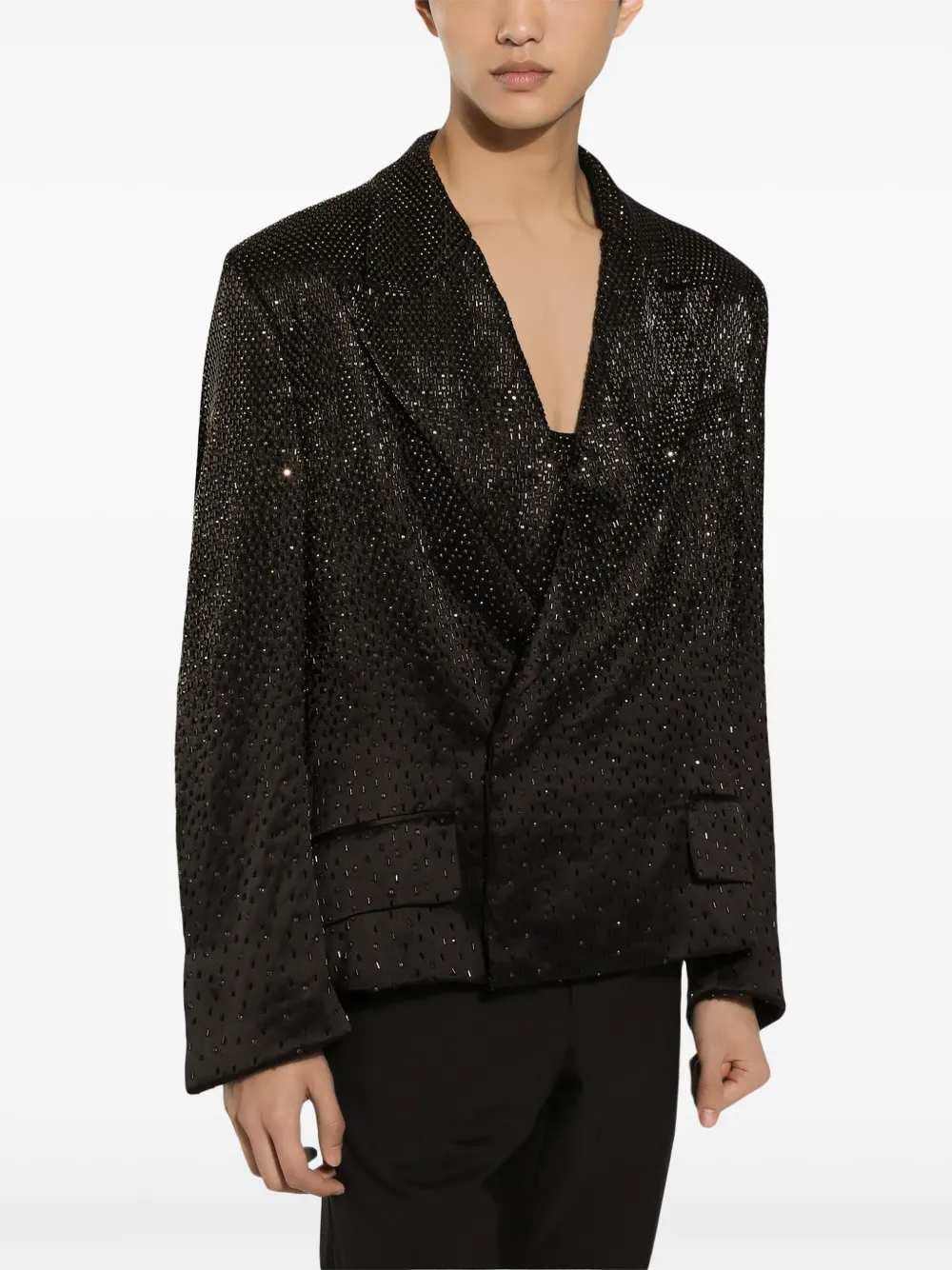 Dolce & Gabbana Verfraaide zijden blazer Zwart
