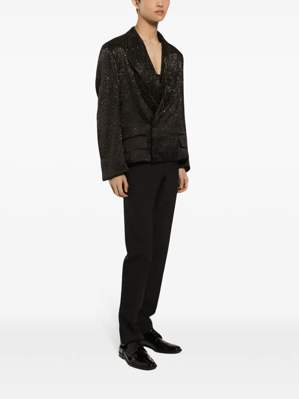 Dolce & Gabbana Verfraaide zijden blazer Zwart