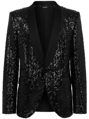 Dolce & Gabbana Sicilia-fit leopard-print Tuxedo Blazer | Black