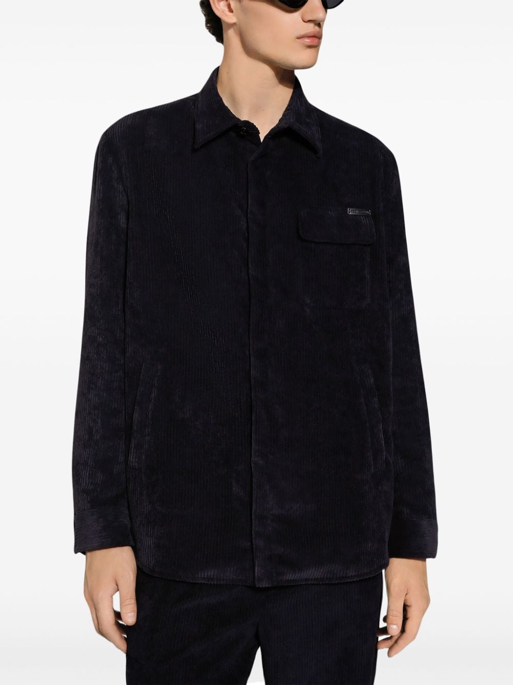 Shop Dolce & Gabbana Corduroy Shirt Jacket In Black