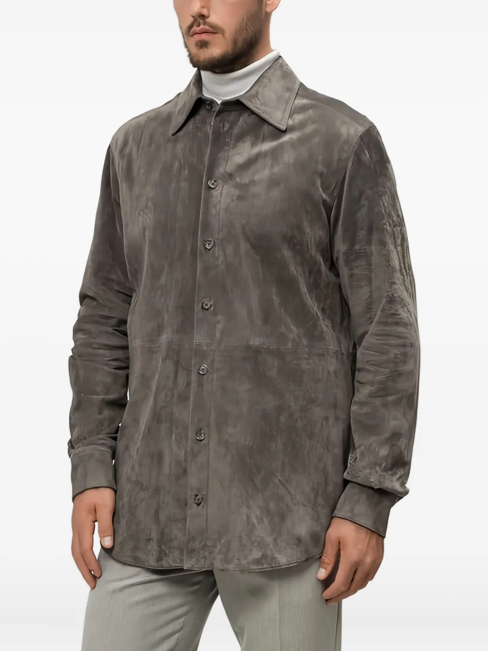 Dolce & Gabbana Button-down suède overhemd Grijs