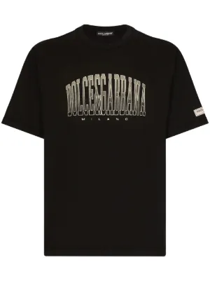 Dolce & Gabbana logo-embroidered Cotton T-shirt | Black | FARFETCH Dolce & Gabbana logo-embroidered Cotton T-shirt | Black | FARFETCH