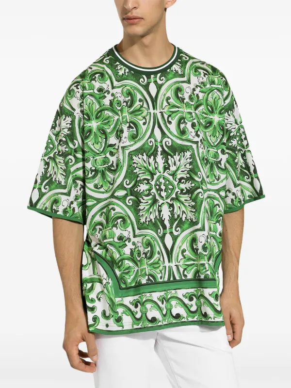 ドルチェ＆ガッバーナ マジョリカプリント 半袖Tシャツ Dolce & Gabbana マジョリカ Tシャツ | グリーン | FARFETCH JP