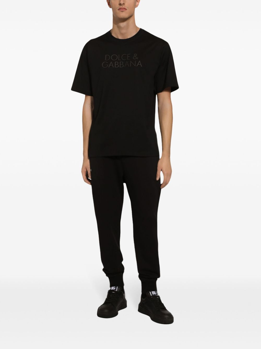 Shop Dolce & Gabbana Logo-embroidered T-shirt In Black