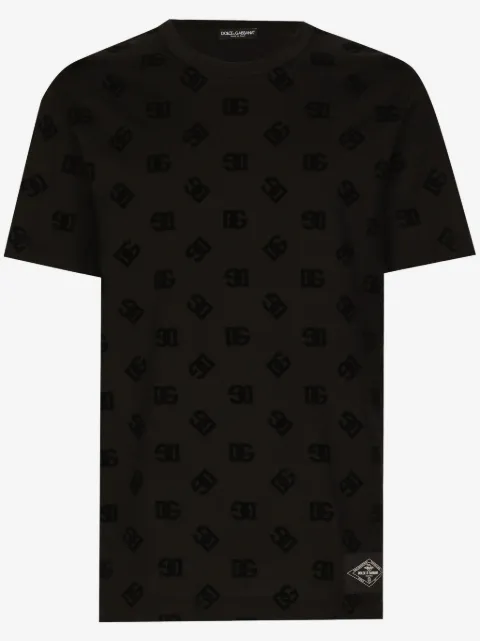 Dolce & Gabbana flocked DG-print cotton T-shirt