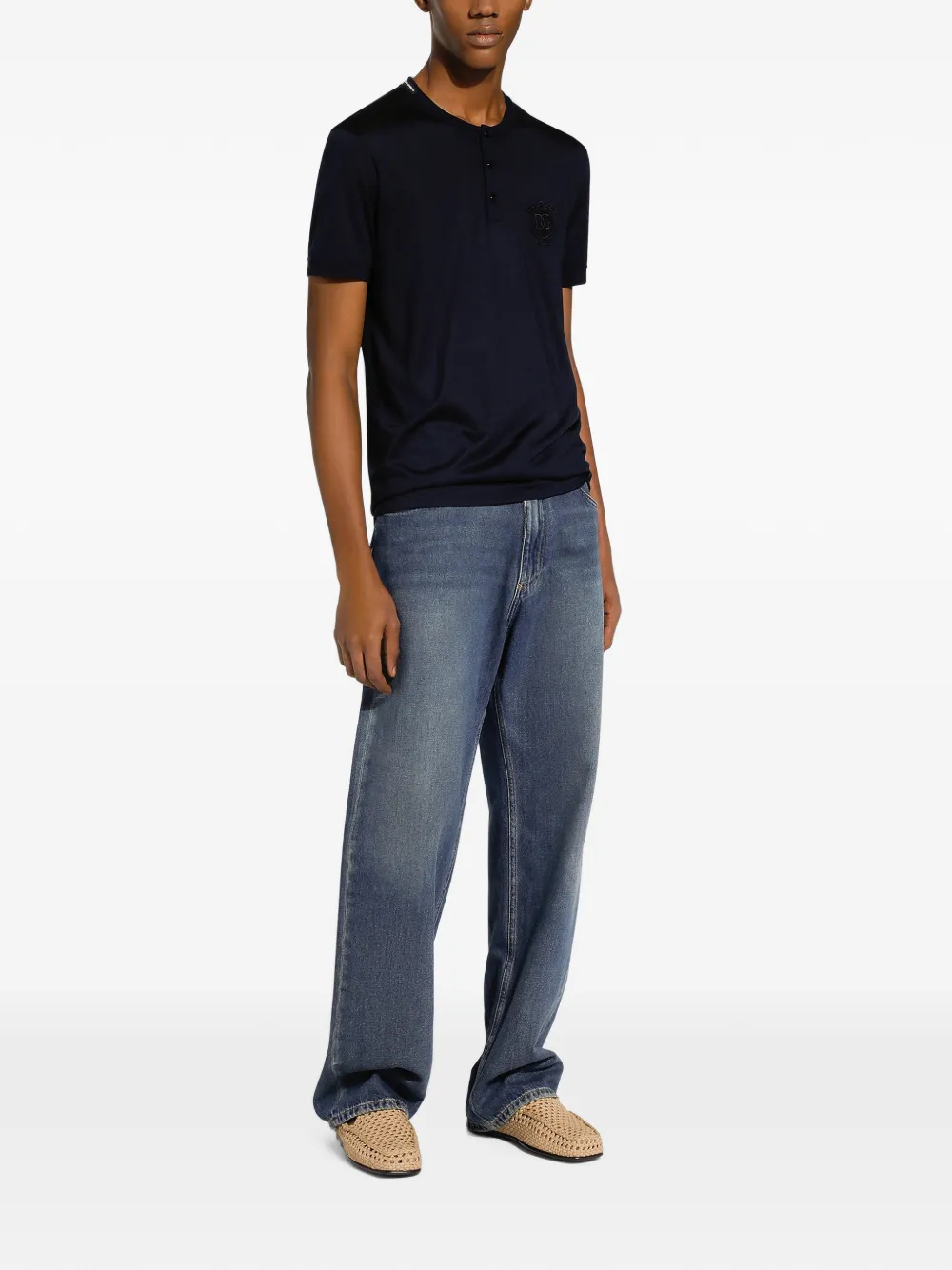 Dolce & Gabbana Heraldic DG T-shirt met geborduurd logo Blauw