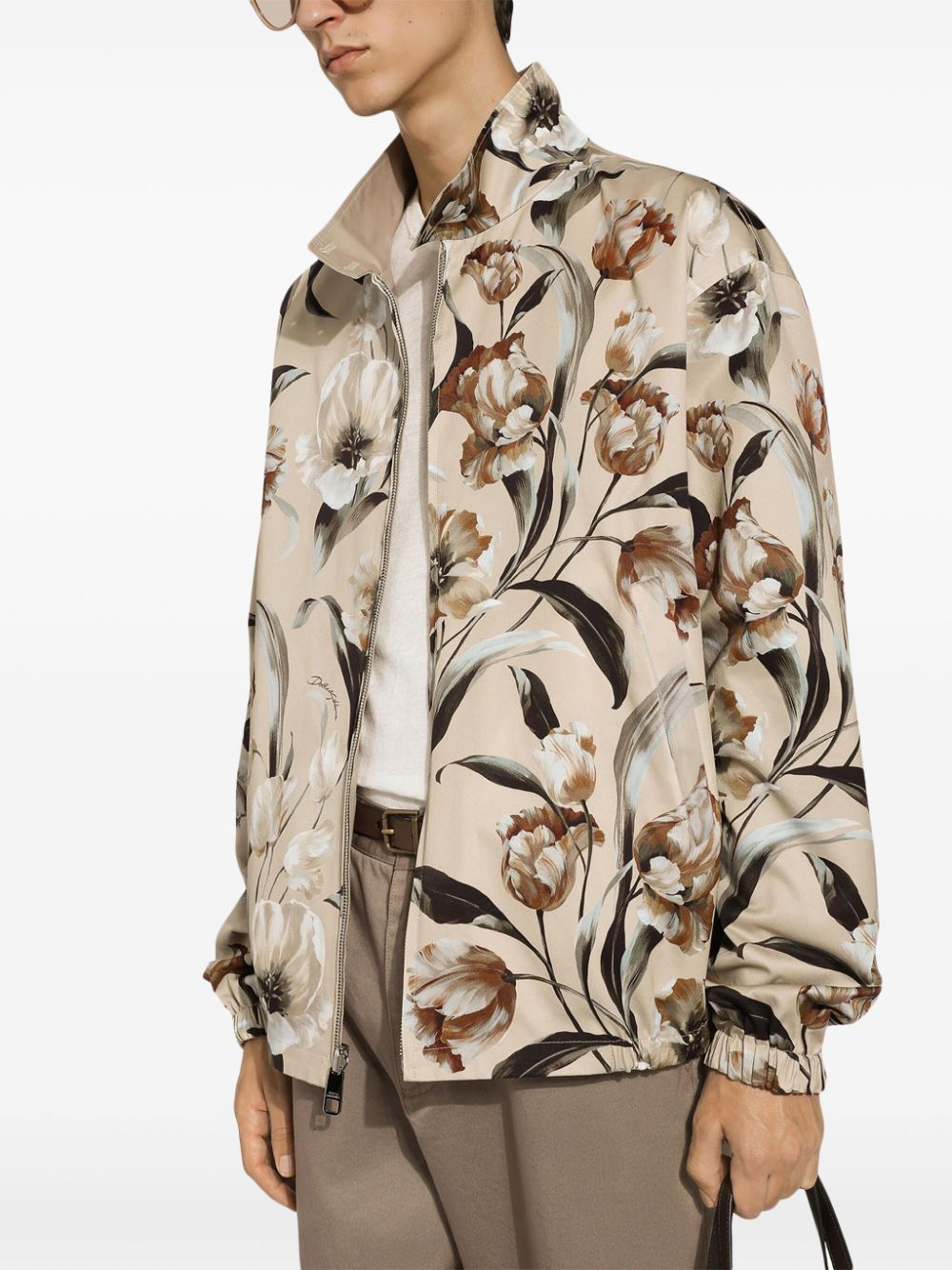 Shop Dolce & Gabbana Reversible Floral Print Jacket In Neutrals